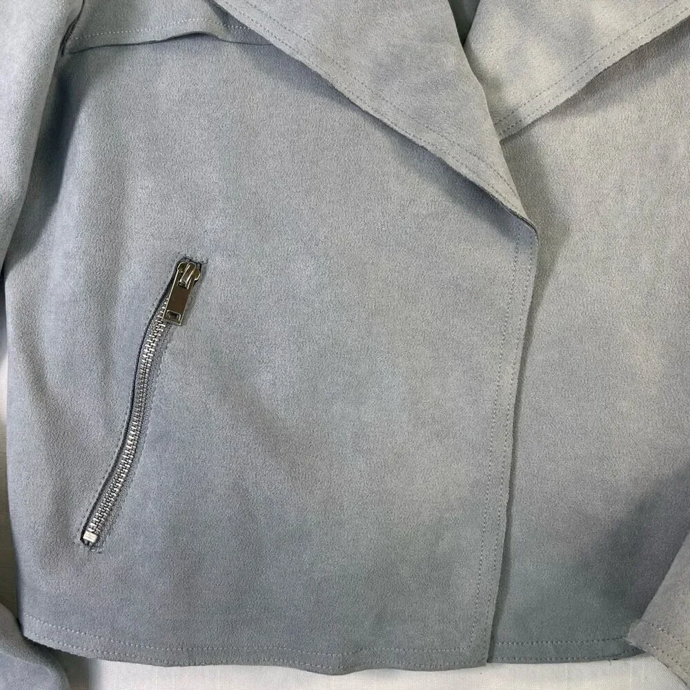 Anthropologie Gray Long Sleeve Open Cropped Stretch Moto Jacket Size Medium